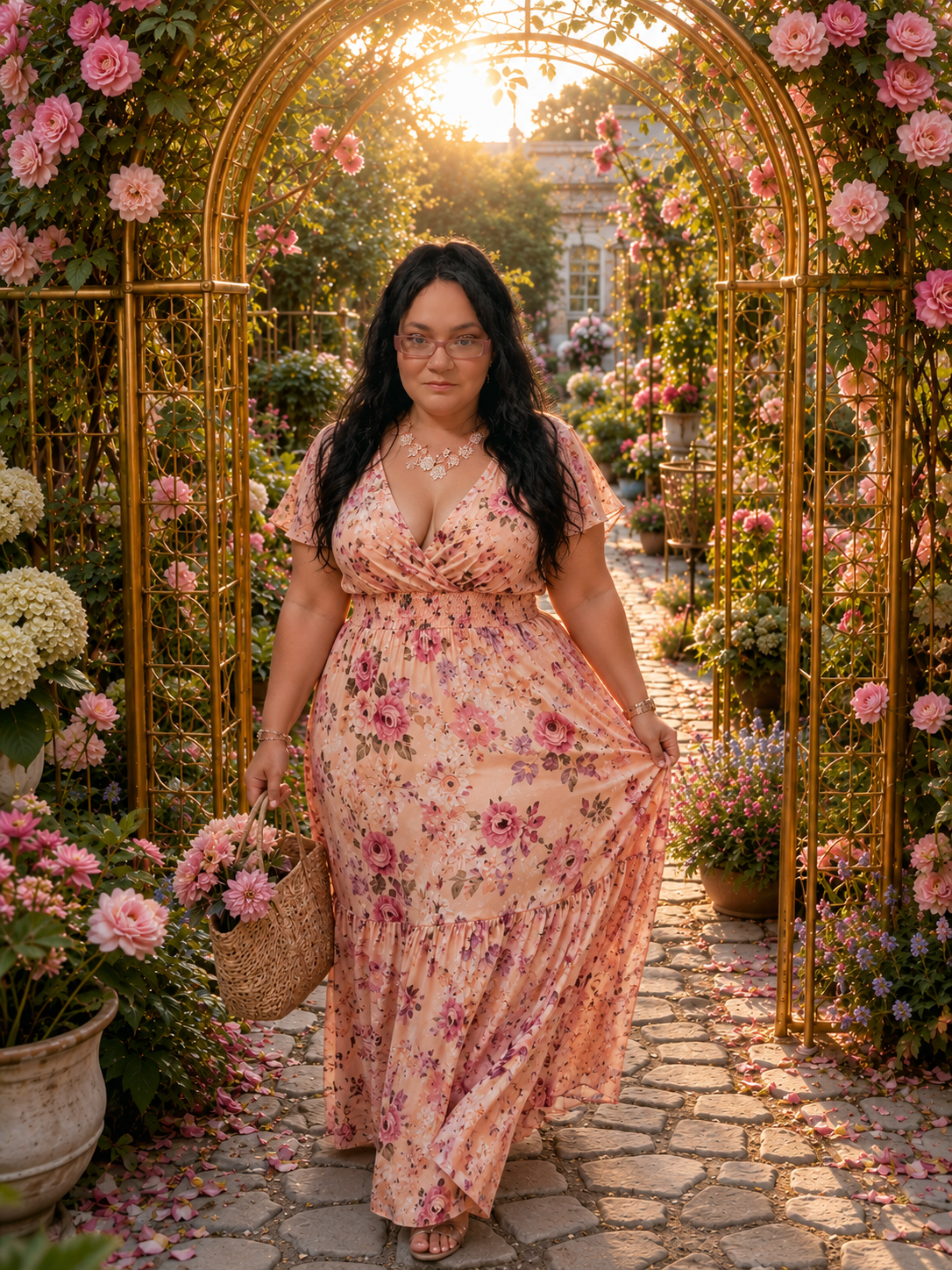 Ashley A. Love walking through a garden